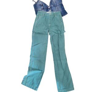 S.O.N.G.  cool green wide leg jeans, size 00/23